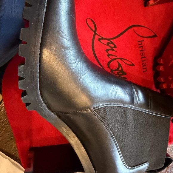 Christian Louboutin Black Chunky Heel Boots - Picture 4 of 8